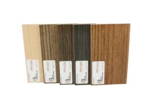 Woodgrain Prints Flax Maple, Bistre Brown, Bourbon, Holland Oak and Zebrano